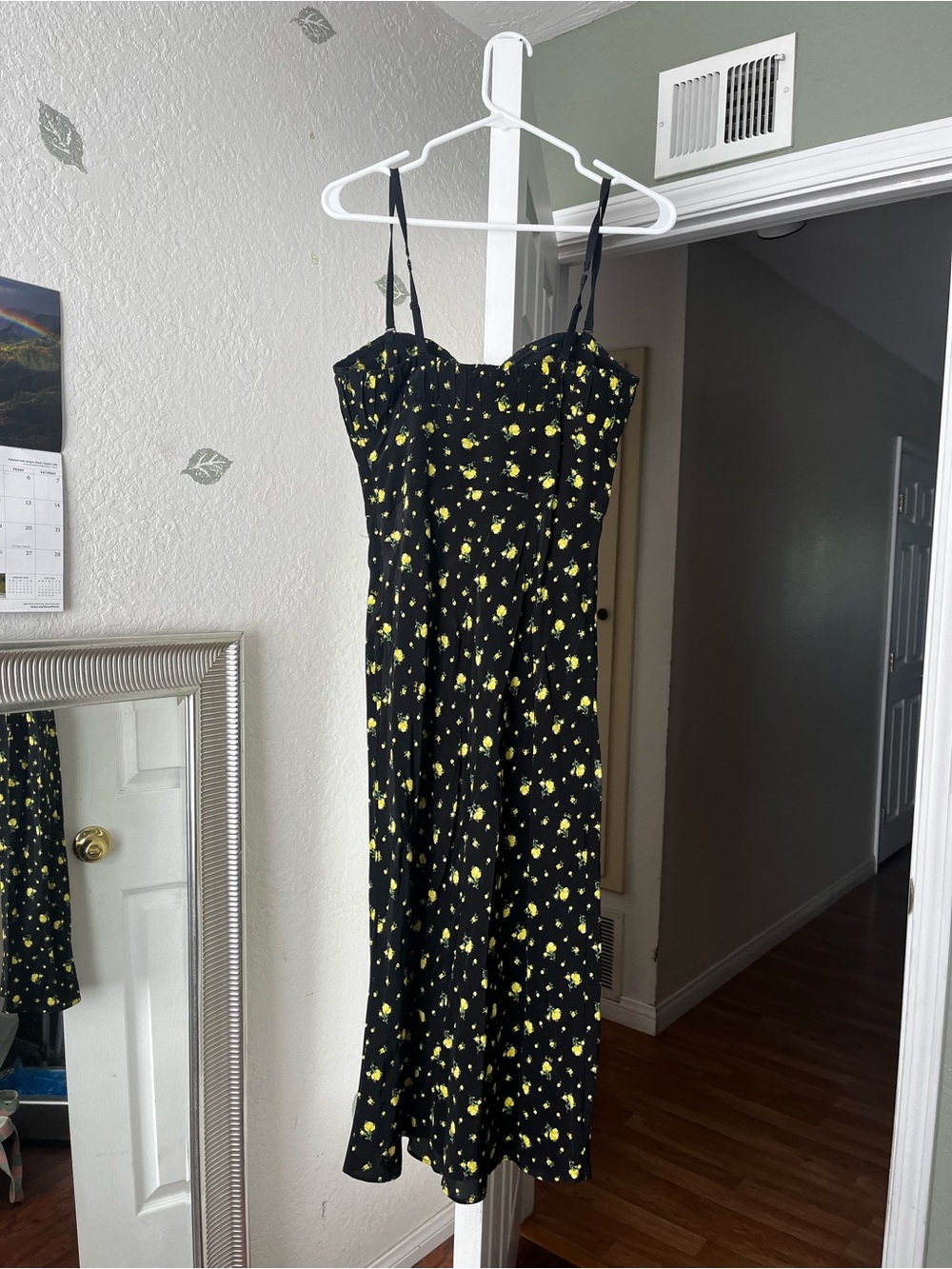 Réalisation Par Black Dress with Yellow Floral Print